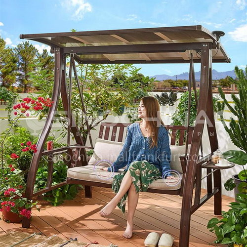 JOZL-283A Outdoor swing courtyard garden villa hanging chair woven rattan sun board swing (canopy fabric) + iron material